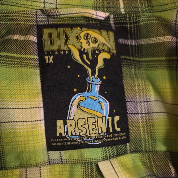Dixxon Flannel Co “Arsenic Poison Series” Plaid Shirt 3XL Lime Black Limited Ed - Picture 3 of 9